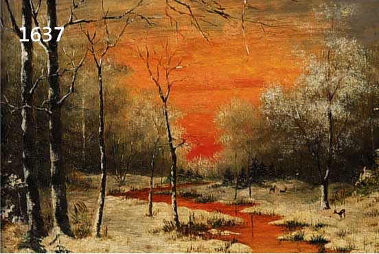 BERGER, LUISE, WINTERLANDSCHAFT MIT BACHLAUF UN REHEN IM MORGENROT, ÖL/HOLZ, LI. U. SIGN., RÜCKSEITIG WIDMUNG VON 1898, CA. 16 X 21 CM, R.