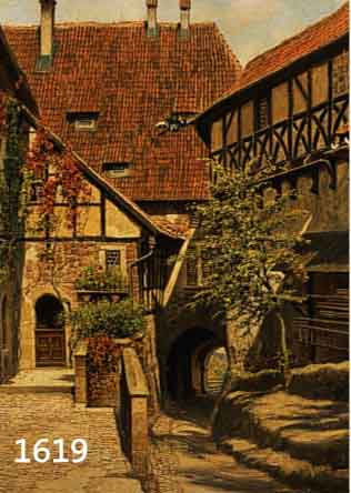 LINDEGREN, KARL: DER EINGANG ZUR WARTBURG, ÖL/LWD, LI. U. SIGN. UND DAT. 1934, CA. 55 X 41 CM, R.