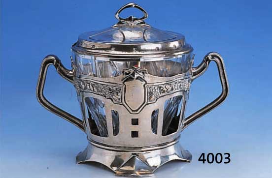 BOWLEGEFÄß, PFORZHEIM, LUTZ & WEISS UM 1900, 800ER SILBER, REINER JUGENDSTIL, GLASEINSATZ SEK., ABER PASSEND, H CA. 26 CM