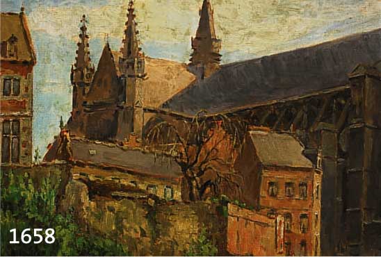 Tondreau, Paul, 1886-1977 Belgien, Seitenansicht einer Kathedrale, Öl/Lwd, re. u. sign., ca. 50 x 60 cm, R., dieser besch.