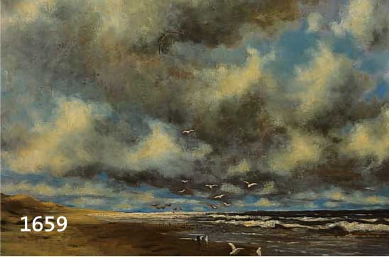 WARNING, MARTIN, DEN HAAG 1889-1997, STRAND MIT MÖWEN, ÖL/HOLZ, SIGNIERT, MASSE CA. 83.5 X 61.5 CM