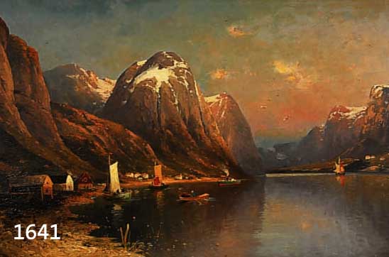 PLANK, JOSEF, 1815-1915, LANDSCHAFT AM NORWEGISCHEN FJORD, ÖL/LWD, RE. U. SIGN., CA. 48 X 74 CM, R.