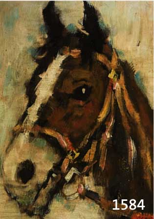 ECKENFELDER, FRIEDRICH, 1861 BERN-1938 BA- LINGEN, PFERDEKOPF, ÖL/MALKARTON, RE. U. SIGN., CA. 68 X 50 CM, R.