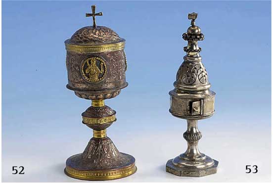 GewÜrztÜrmchen, Judaika, deutsch bzw. wohl Schlesien um 1840/50, Silber 12-lÖtig, teil- vergoldet, Treibarbeit, sammelw., museal, H ca. 18.5 cm
