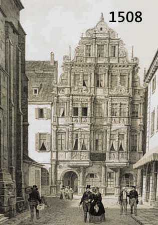 LITHOGRAPHIE NACH CHAPUY, DAT. 1845, GAST- HAUS ZUM RITTER IN HEIDELBERG, CA. 40 X 28 CM, U.GL., R.
