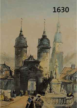 HERDMAN, WILLIAM GAVIN, 1805-1882, THE BRIDGE GATE HEIDELBERG, FARBLITHOGRAPHIE, CA. 35 X 28 CM, PP, U.GL., R.