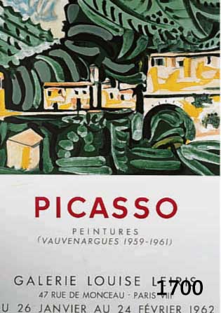 PICASSO, PABLO, 1881-1973, PLAKAT ZUR AUSSTELLUNG GALERIE LOUISE LEIRIS 1962, HANDSIGNIERT, CA. 69 X 49 CM