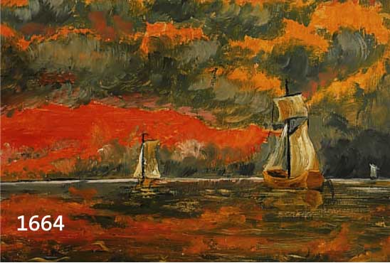 HECKENDORF, FRANZ, 1888 BERLIN-1962 MÜNCHEN, SEGELBOOTE IM ABENDROT, ÖL/MALKARTON, RÜCK- SEITIG EBENFALLS BEMALT UND MONOGR., DURCH ZWEI LÖCHER ...