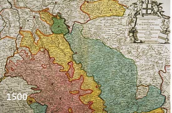 KONVOLUT VON 3 BLATT, ALTKOLOR. LANDKARTEN VON KÖLN: 1.) ALTKOLOR. KUPFERSTICHK. V. HOMANN, CA. 1750, ARCHIEPISCOPATUS ET ELECTORATUS ...
