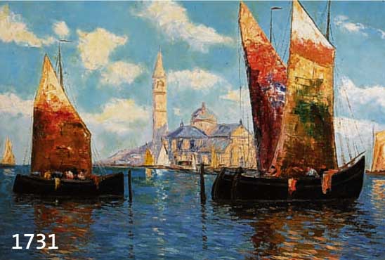 ZUSCHREIBUNG: MORELLI, ENRICO, GEB. 1871-1941, ITALIENISCHER KÜNSTLER, BEKANNT FÜR SEINE VENEDIGANSICHTEN, FISCHER- BOOTE AUF DEM CANALE GRANDE ...