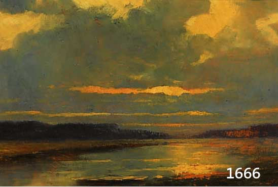 Rosenmayer, Ferenc, 1864-1912 Budapest, Abendstimmung Über dem Moor, Öl/Holz, re. u. sign., ca. 19 x 29 cm, R.