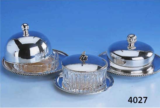 KONVOLUT 2 BUTTER-/KÄSEGLOCKEN UND 1 MARME- LADENTÖPFCHEN, 925ER BZW. 835ER SILBER, DEUTSCH, 2 X GRIMMINGER, MIT GLASEINSÄTZEN, SILBER CA. 500 ...