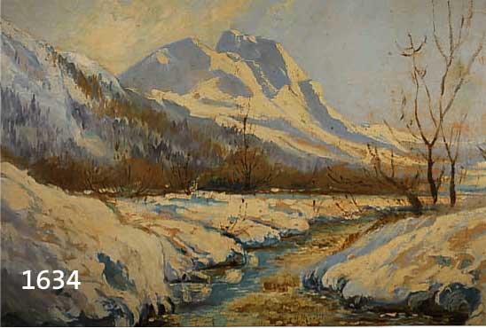 KÜMMEL, ELISABETH, MALERIN AUS WIESBADEN, 1. HÄLFTE 20. JH., VERSCHNEITE WINTERLAND- SCHAFT IN DEN BERGEN, ÖL/LWD, KL. REST. STELLEN, RE. U. ...