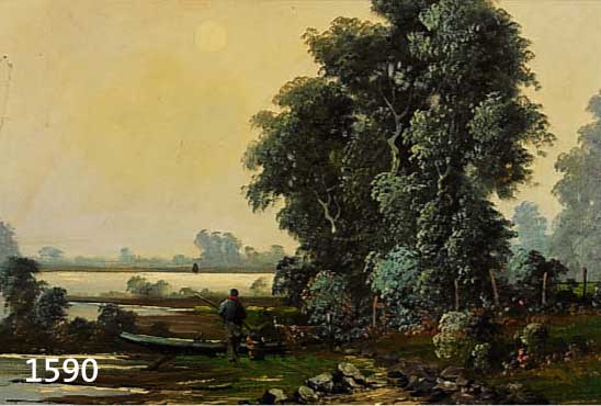 Reuter, Helmut, 1913-1985 DÜsseldorf, niederrheinische Landschaft, Öl/Lwd., rest., signiert, 40 x 50 cm, Prunkrahmen