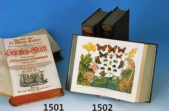 DR. MARTIN LUTHERS SCHRIFFTEN UND WERKE, IN NEUN (VON 12) BÄNDEN, ZEDLER VERLAG 1729-34, FOLIANT MIT TITELKUPFERSTICHEN, ES FEHLEN DIE TEILE ...