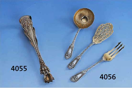 3-TEIL. PETIT-FOURS-BESTECK, FRANKREICH UM 1880/1900 , 950ER SILBER, EMILE PUIFORCAT, HISTORIZISTISCH, DURCHBRUCHARBEIT MIT SÄGEAR- BEIT, ...