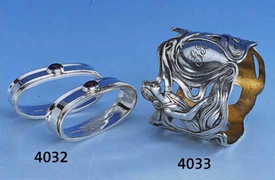 SERVIETTENRING, WMF UM 1900, LEGIERUNG BRITANNIA, REINER JUGENDSTIL, BES.-MONOGR., ABSTR. HAARGEFLECHT ALS WELLEN STILISIERT, 2 NYMPHEN, ...