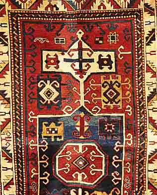 Kazak, Russland, ca 230 x 144cm, Ehz 3 um 1920, restauriert.Wolle auf Wolle.