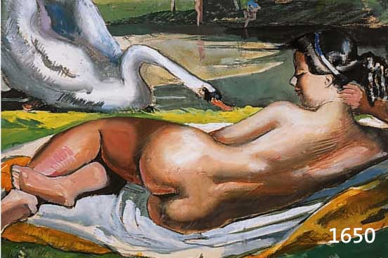 Weil, Lucien, 1902-1963, liegender weib- licher Akt mit Schwan, Gouache auf Papier, li. u. sign. und dat. 1941, ca. 37 x 50 cm, PP, u.Gl., R.
