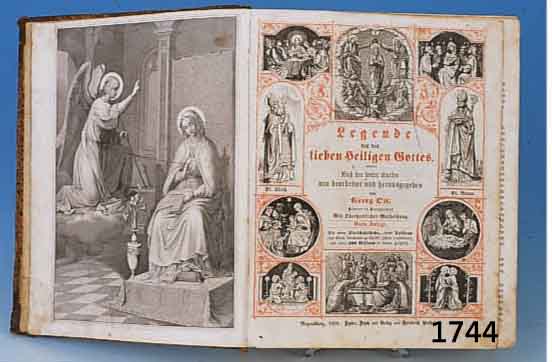 LEGENDE VON DEN LIEBEN HEILIGEN GOTTES, VON GEORG OTT, VIERTE AUFLAGE, REGENSBURG 1858 30 X 25 CM, ILLUSTRIERT MIT EINEM TITELSTAHL- STICH UND CA. ...