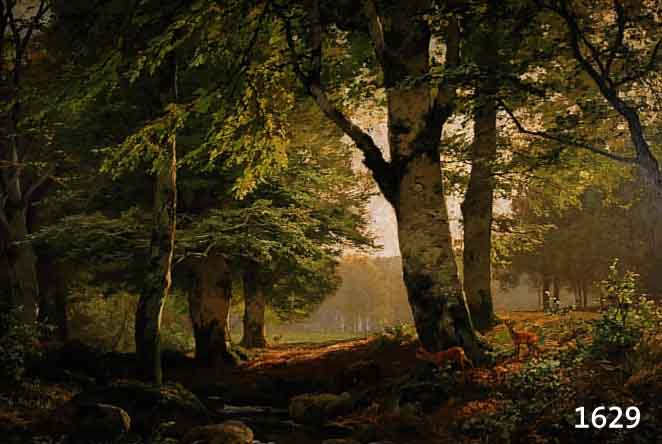 BÖhmer, Heinrich, 1852 DÜsseldorf-1930, Rehe auf Waldlichtung am Bachlauf, Öl/Lwd, re. u. sign., mittig unten kl. rest. Stelle, ca. 80 x 110 ...