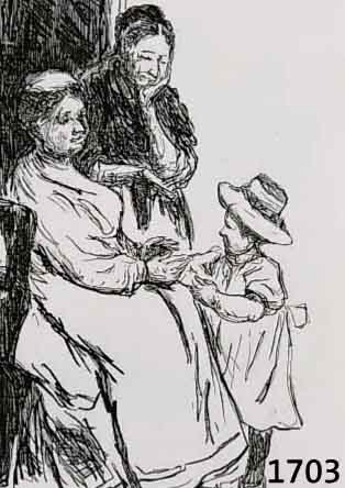 LIEBERMANN, MAX, 1847-1935, GROßMUTTER, MUTTER UND KIND, RADIERUNG, LI. U. HANDSIGNIERT, CA. 13 X 10.5 CM