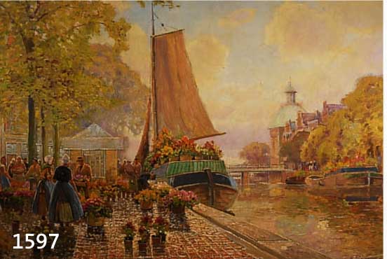RICHTER, H., KÜNSTLER DES 19./20. JH., HOLLÄNDISCHER BLUMENMARKT, DEKORATIVE, QUALITÄTVOLLE MALEREI, ÖL/LWD., SIGN., 60,5 X 81 CM, PRUNKRAHMEN