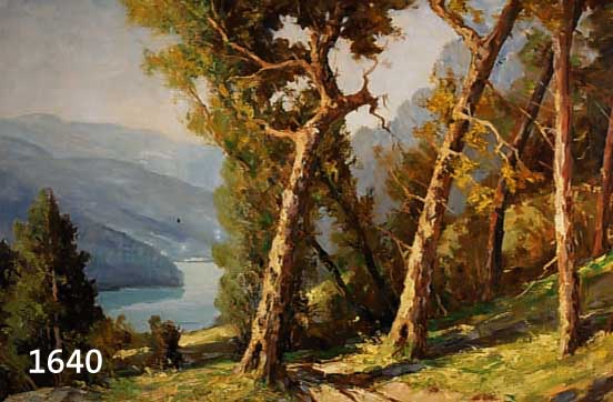 UNBEK. KÜNSTLER MITTE 20. JH., BLICK VOM WALDHANG AUF EINEN GEBIRGSSEE, ÖL/LWD., UNLESERL. SIGN. (SIMON...), 60 X 80 CM, R.