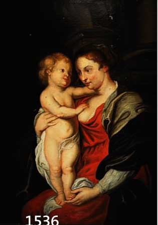 UNBEK. KÜNSTLER DES 18./19. JH., MARIA MIT DEM JESUSKIND, QUALITÄTVOLLE MALEREI, ÖL/LWD. (DOUBL./REST./LEICHT BESCH.), 112 X 88 CM, R.
