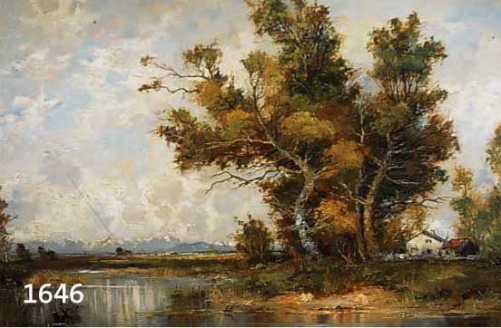 WACKER, H., 2. HÄLFTE 20. JH., SEEUFER IN VORALPENLANDSCHAFT, ÖL/LWD., SIGN., 70 X 100 CM, R.