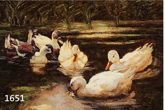 BURG, OSWALD, DÜSSELDORFER KÜNSTLER UM 1950, ENTEN IM WEIHER, ÖL/LWD., VERSO BEZ., 40 X 50 CM, R: