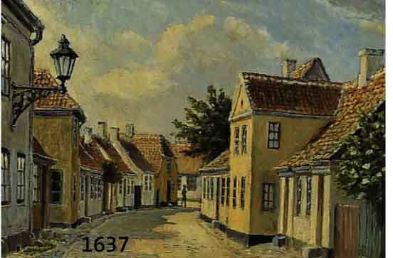 FRANDSEN, FREDERIK, GEB. 1885 KOPENHAGEN, ANSICHT EINER DORFSTRAßE, ÖL/HARTFASER, RE. U. SIGN., CA. 26.5 X 34.5 CM, R.