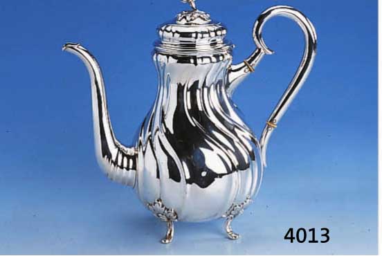 KAFFEEKANNE, KOPENHAGEN 1915, 830ER SILBER, MEISTERMARKE HOFJUWELIER MICHEL- SEN, WARDEINMARKE HEISE, BAROCKSTIL, DECKEL MIT SCHARNIER, ...
