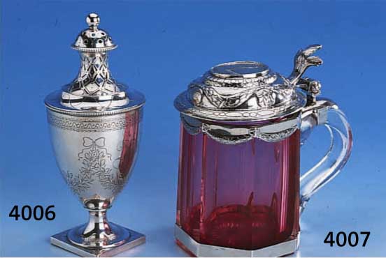 ZUCKERSTREUER, DÄNEMARK KOPENHAGEN UM 1863, 13-LÖTIG, MEISTERMARKE PETER OUTZEN QUADE, KLASSIZISTISCH, REINE TREIBARBEIT, AUFWENDIGE ...