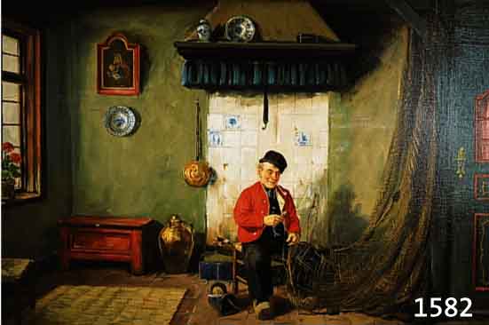 FINGER, NIEDERL. KÜNSTLER, 1. HÄLFTE 20.JH., HOLLÄNDER IN DER STUBE, ÖL/LWD, LI. U. SIGN., CA. 70 X 100 CM, R.