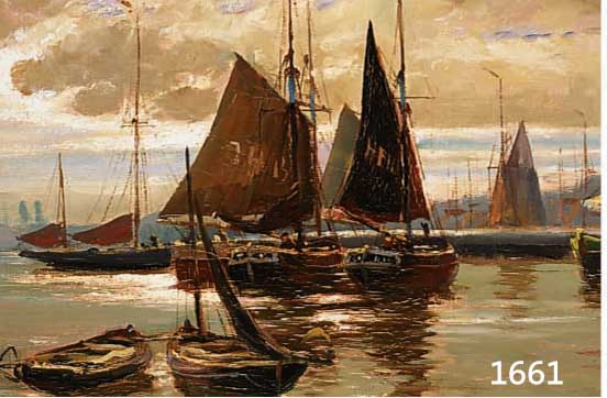 RHEINERT, ADOLF, 1880-1958 DÜSSELDORF, HAFENANSICHT IN DER DÄMMERUNG, ÖL/LWD., SIGN. 34 X 47 CM, PRUNKRAHMEN