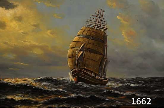 Unbekannter KÜnstler, Mitte 20. Jh. Öl/Lwd., Segelschiff auf bewegter See, signiert, 50 x 120 cm, Rahmen