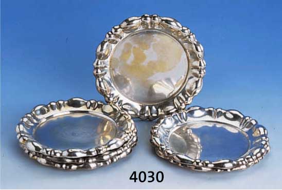 6 BUTTERTELLER, ÖSTERREICH UM 1880, 800ER SILBER, BAROCKSTIL, D CA. 16 CM, ZUS. CA. 900 G