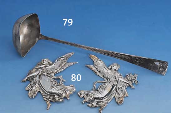 BowlelÖffel, deutsch WMF um 1905, reiner Jugendstil, Legierung N I/0, L ca. 34 cm, abstrakt geometrisierender Jugendstildekor, Gebr.-sp., ...