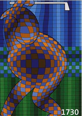 VASARELY, VIKTOR, 1908-1997, GOLFSPIELER, FARBSIEBDRUCK, HANDSIGN. UND NUM. 226/300, CA. 34 X 25 CM