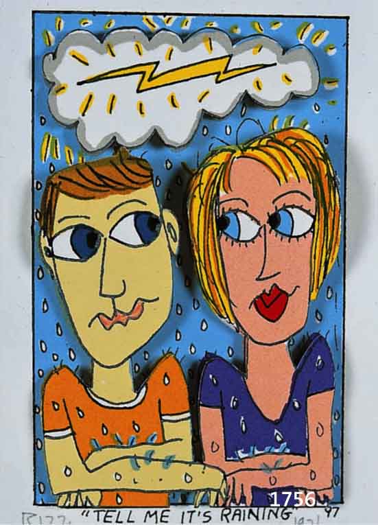 RIZZI, JAMES, GEB. 1950 NEW YORK, TELL ME IT'S RAINING, DREIDIMENSIONALE FARBLITHOGRAPHIE VON 1997, HANDSIGNIERT UND NUM. 197/350, CA. 10 X ...