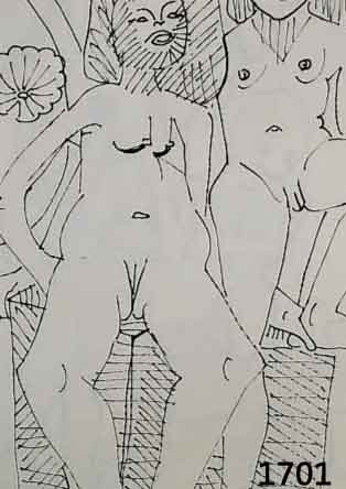 FRANCK, EDVARD, 1909 KORSCHEBROICH-1972 BIR- KENFELD, DREI TUSCHFEDERZEICHNUNGEN MIT EROTISCHEN MOTIVEN, RÜCKSEITIG MIT DEM NACHLAßSTEMPEL ...