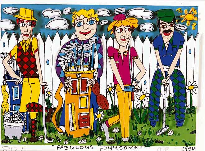 Rizzi, James, geb. 1951, Fabulous Foursome, dreidimensionale Farb- lithographie von 1990, handsigniert und bez.: a/p, ca. 11 x 15.5 cm, Motiv als ...