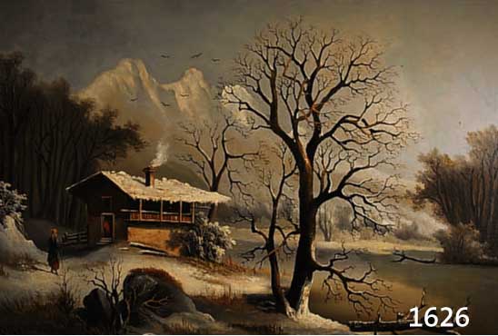KOLBE, HEINRICH DÜSSELDORFER SCHULE 19. JH., WINTERLICHE SEENLANDSCHAFT M. BÄUERIN VOR IHRER HÜTTE, ÖL/LWD. (DOUBLIERT) SIGN., 73 X 100 CM, R.