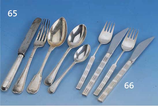 38-teiliges Besteck, u.a. Wilkens Bremen, 800er Silber, Spatenform mit Augsburger Faden, nicht zus.-geh., aber passend, Bes.-Monogr. HS und RS, ...