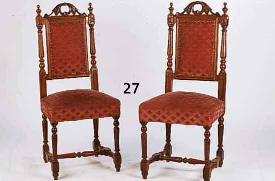 4 STÜHLE, FRANZ., UM 1890,, EICHE MASSIV GESCHNITZT, GEDRECHSELT, H. 110/48 CM