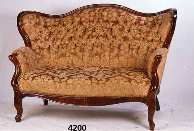 Sofa, Frankreich, um 1900, Mahagonifurnier, Federkernpolsterung und Bezug erneuert, mit altersbedingten FurnierschÄden, ca. 103 x 150 x 73 cm, ...