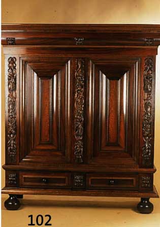 KISSENSCHRANK, HOLLAND, UM 1920/30, EICHE Z.T. MIT PALISANDERFURNIER, KASSETTIERT, 187 X 187 X 68 CM