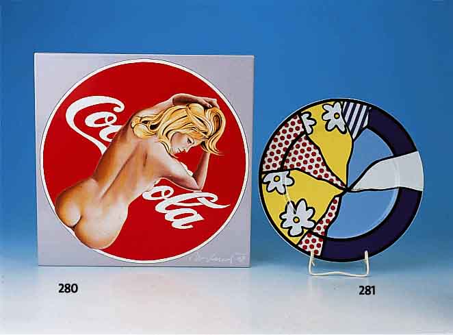 Ramos, Mel, geb. 1935, emailliertes Stahl- objekt, signiert, bez.: a.p., bez.: The pause that refreshes, ca. 39 x 39 cm, orig. Karton