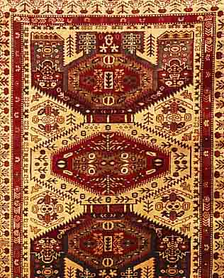 Azerbajan, Rußland, 140 x 110cm, Wolle auf Wolle, Ehz 3,ca 50 Jahre.